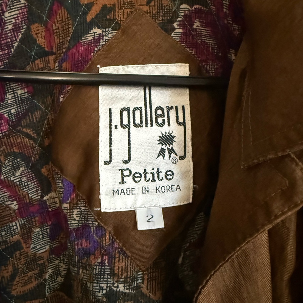 Vintage J. Gallery Petite Brown Trench Coat Removable Liner Made in Korea Size 2 - Picture 6 of 12